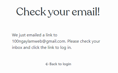 Kiểm tra email để đăng nhập