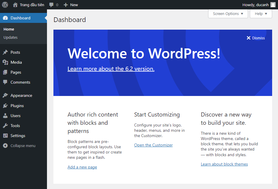 Trang quản trị của WordPress