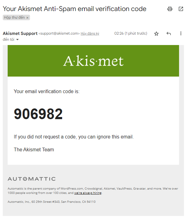 mã code của Akismet