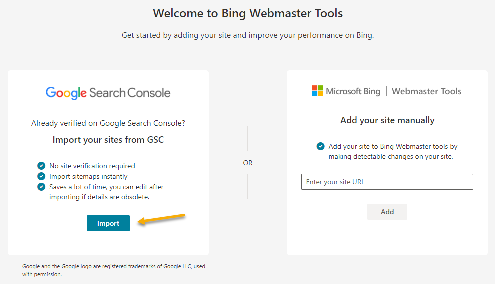 Chuyển từ Google Search Console sang Bing Webmasster Tools